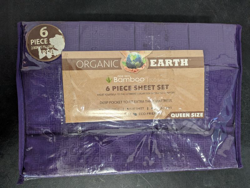 Photo 1 of Organic Earth - Aloe Vera Bamboo 1800 Series, 6 Piece Sheet Set Wrinkle Free (Purple)
