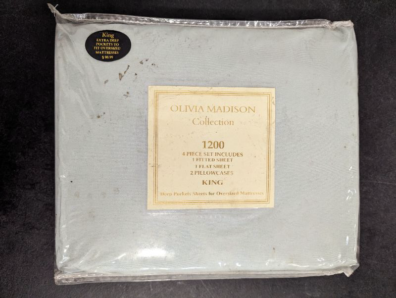 Photo 2 of Olivia Madison Collection - 1200 Bed Sheet Set - King - Pale Blue 
