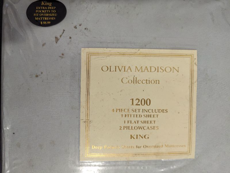 Photo 4 of Olivia Madison Collection - 1200 Bed Sheet Set - King - Pale Blue 