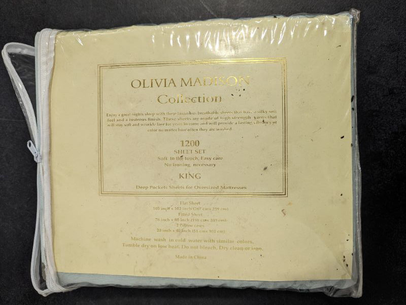 Photo 5 of Olivia Madison Collection - 1200 Bed Sheet Set - King - Pale Blue 