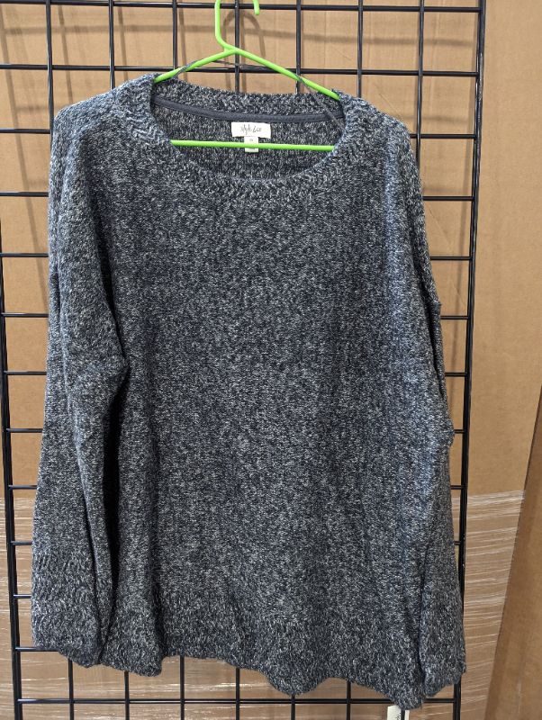 Photo 3 of Style & Co - Women's Plus 2X Bold Gray White Marled Relaxed Boxy Knit Sweater - NWT