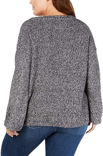 Photo 2 of Style & Co - Women's Plus 2X Bold Gray White Marled Relaxed Boxy Knit Sweater - NWT