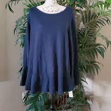 Photo 1 of Style & Co. Women's Ribbed Trim Ruffled Pullover Sweater Twilight/Navy - Size 2X
