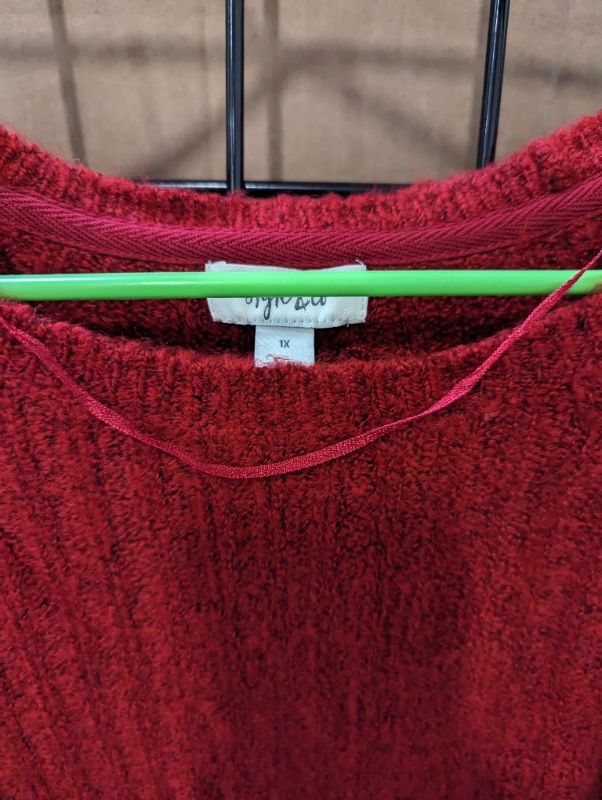 Photo 3 of Style & Co. - Women's Holiday Muse Pullover Sweater - Can Red Hthr - Size 1X - NWT
