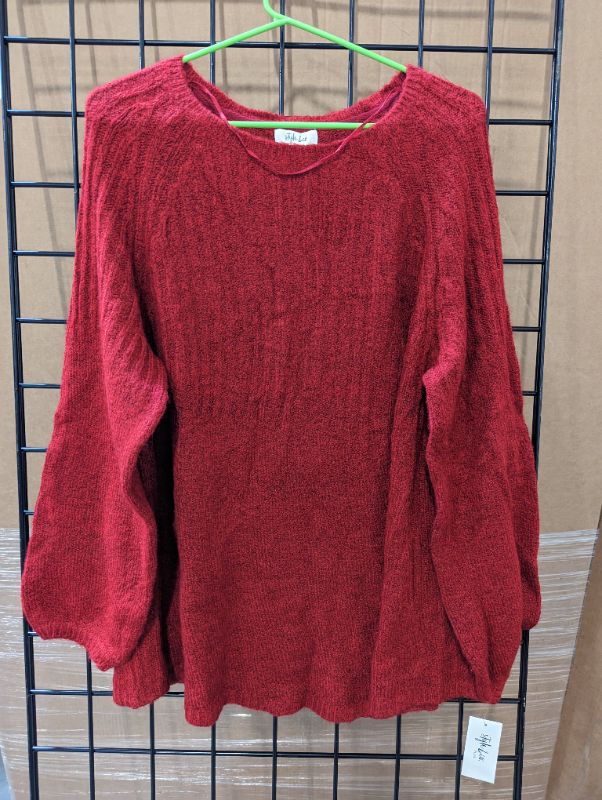 Photo 2 of Style & Co. - Women's Holiday Muse Pullover Sweater - Can Red Hthr - Size 1X - NWT
