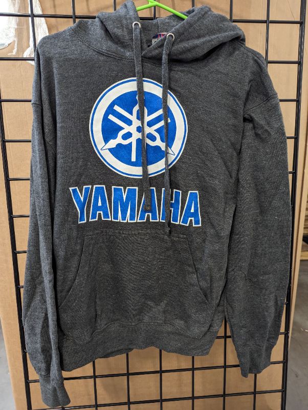 Photo 1 of Yamaha Men's Motorcycle Hoodie - Grey w/Blue & White - Size M