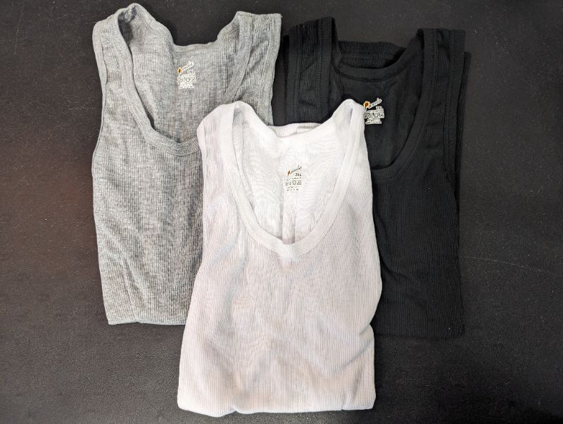 Photo 2 of 3 Pack - Pamela Ribbed Tank Tops - Grey, White, Black - Size 2XL