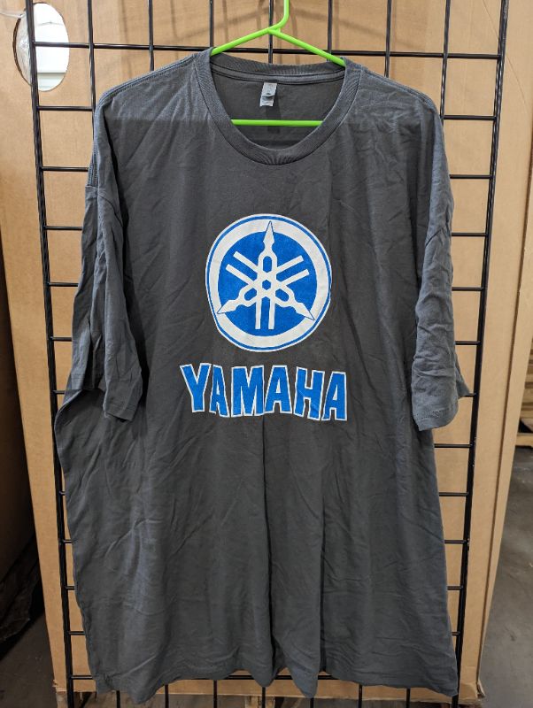 Photo 1 of Yamaha Men's Motorcycle Shirt - Grey, w/Blue & White Logo - Size 4XL