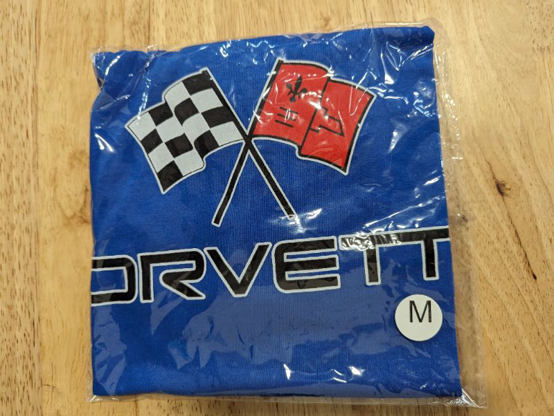 Photo 2 of Corvette Logo Men's Basic Short Sleeve T-Shirt - BLUE - Size Medium **STOCK PHOTO TO SHOW STYLE, COLOR OF SHIRT IS BLUE, SEE PHOTOS**
