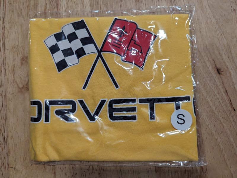 Photo 2 of Corvette Logo Men's Basic Short Sleeve T-Shirt - Yellow - Size Small
