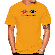 Photo 1 of Corvette Logo Men's Basic Short Sleeve T-Shirt - Yellow - Size Small
