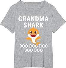 Photo 1 of Pinkfong Grandma Shark T-shirt - CHARCOAL GREY - Size 3X **STOCK PHOTO TO SHOW STYLE, SHIRT IS DARK GREY, SEE PHOTOS**