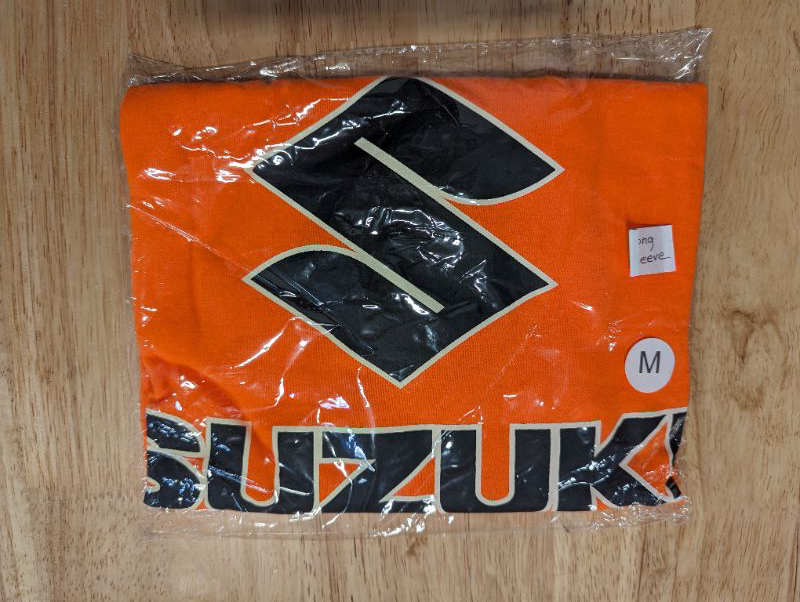 Photo 2 of Suzuki Logo Long Sleeve Shirt - Orange - Size Medium **STOCK PHOTO TO SHOW STYLE, SUZUKI LOGO IS BLACK & WHITE, SEE PHOTOS**