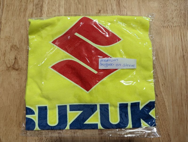 Photo 2 of Suzuki Logo T-Shirt - Bright Yellow w/Red & Blue Logo - Size Medium
