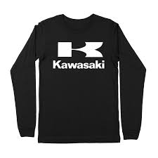Photo 1 of Men's Kawasaki Logo Long Sleeve T-Shirt - White, Green Logo - Size 3XL **STOCK PHOTO TO SHOW STYLE, SHIRT IS WHITE, NOT BLACK. SEE PHOTOS**

