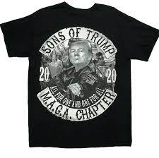 Photo 1 of Sons Of Trump (Giving The Middle Finger) MAGA Chapter 2020 Long Sleeve Shirt - White w/Black Design - Size Large **STOCK PHOTO TO SHOW IMAGE, COLORS ARE OPPOSITE**
