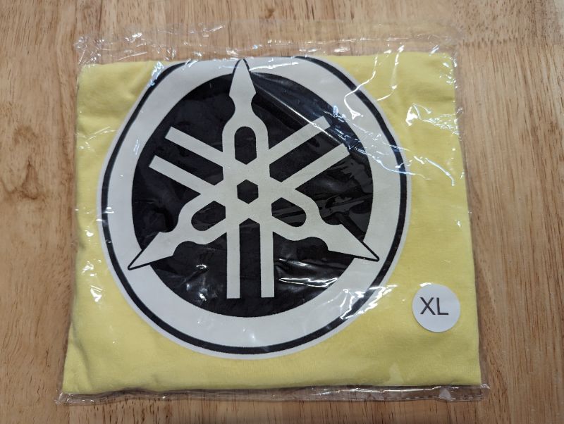 Photo 2 of Yamaha Logo Tee Motorcycle Enthusiast Biker Trendy T Shirt - Pale Yellow - Size XL **STOCK PHOTO TO SHOW STYLE, COLOR OF SHIRT AND LOGO ARE DIFFERENT, SEE PHOTOS**
