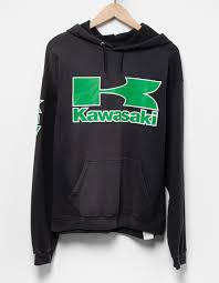 Photo 1 of Kawasaki Logo Hoodie - Black w/Green & White Logo - Size 2XL