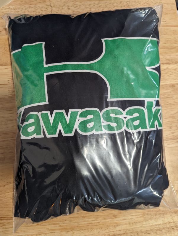 Photo 4 of Kawasaki Logo Hoodie - Black w/Green & White Logo - Size 2XL