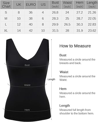 Photo 2 of Disbest Yoga Tank Top Women's Tailored Camisole Sleeveless Shirt Vest Top V-Neck with Built-in Bra - Black - Size Medium