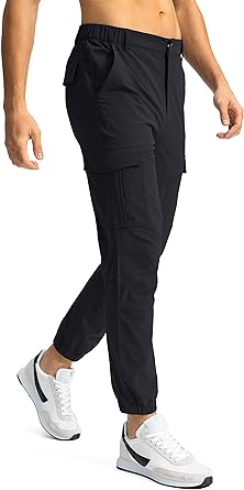 Photo 1 of Pinkbomb Men's Hiking Cargo Pants with 7 Pockets Slim Fit Stretch Joggers Golf Cargo Work Pants for Men(Black, Medium)
