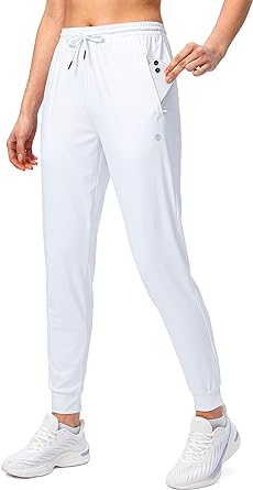 Photo 1 of G Gradual Women's Joggers Pants with Zipper Pockets Tapered Running Sweatpants for Women Lounge, Jogging - White - Size Small - NWT
