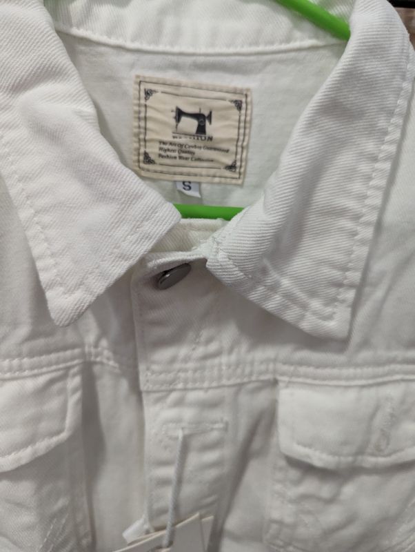 Photo 3 of White Distressed Button-Down Jean Vest - Size Small - NWT