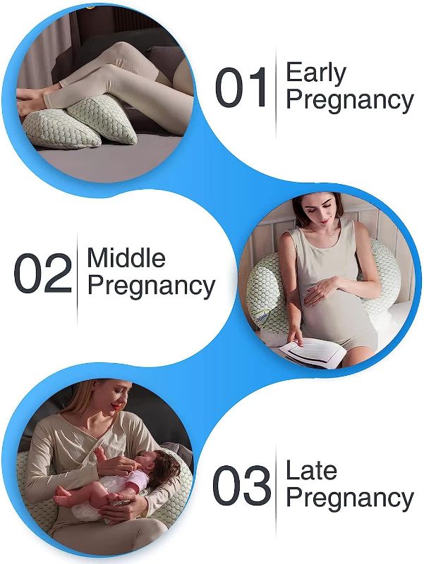 Photo 2 of Busarilar Pregnancy Pillows for Sleeping, Maternity Pillow, Pregnancy Body Pillow Support for Back, Legs, Belly, Hips of Pregnant Women, Detachable and Adjustable with Pillow Cover (White, Small)