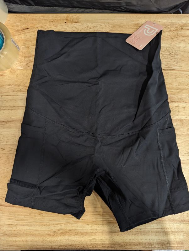 Photo 3 of POSHDIVAH Women's Maternity Yoga Shorts Over The Belly Bump Summer Workout Running Active Short Pants with Pockets - Black - Size Small - NWT
