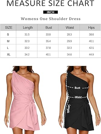 Photo 3 of LILLUSORY Women's One Shoulder Mini Dress 2023 Summer Wrap Ruched Tie Waist Short Dress - White - Size Small - NWT
