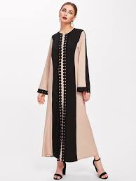 Photo 1 of Abayas for Women Muslim Fashion Dubai Tourism Dress Middle East Lace Panel Arab Robe Long Dresses - NWT