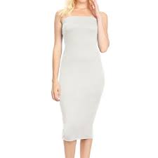 Photo 1 of Women's Ribbed Tube Top Midi Dress, Form Fitting - Size M