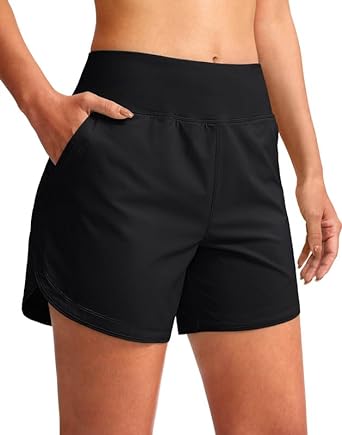 Photo 1 of Pudolla Women's Swim Board Shorts High Waisted Quick Dry Swimming Beach Shorts Tummy Control Bottoms for Women with Liner - Black - Size XL - NWT
