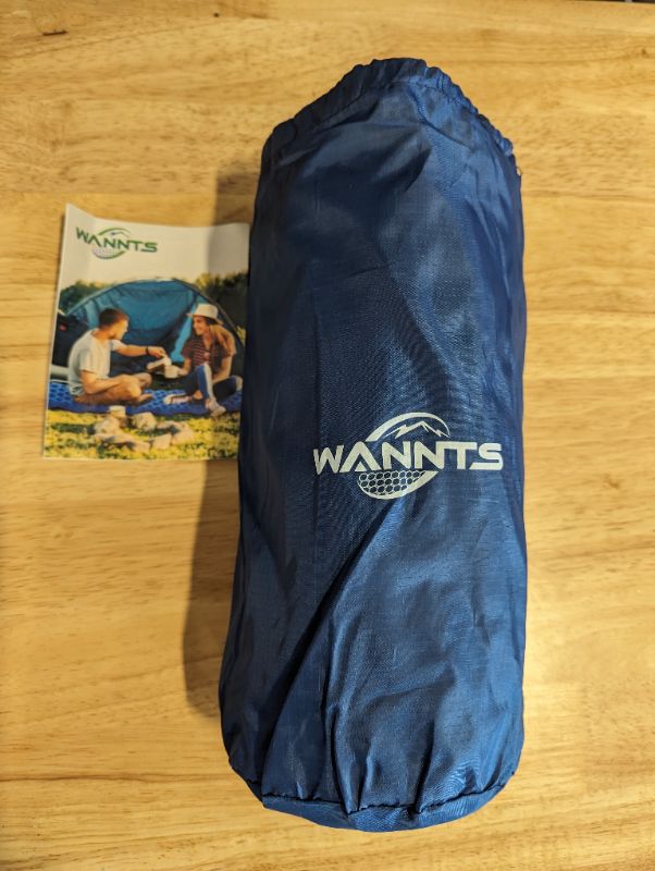Photo 3 of WANNTS Sleeping Pad Ultralight Inflatable Sleeping Pad for Camping, 75''X25'', Built-in Pump, Ultimate for Camping, Hiking - Airpad, Carry Bag, Repair Kit - Compact & Lightweight Air Mattress(Blue)
