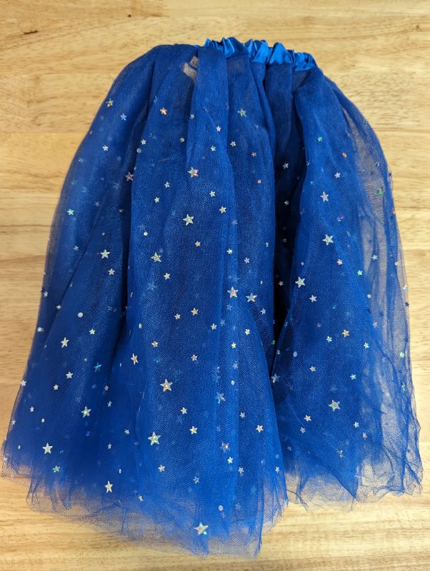 Photo 2 of Mesh Sequin Layered Ballet Short Skirt Elastic Puffy Skirt Feastival Party Tutu Costume for Women and Girls - Blue - One Size
