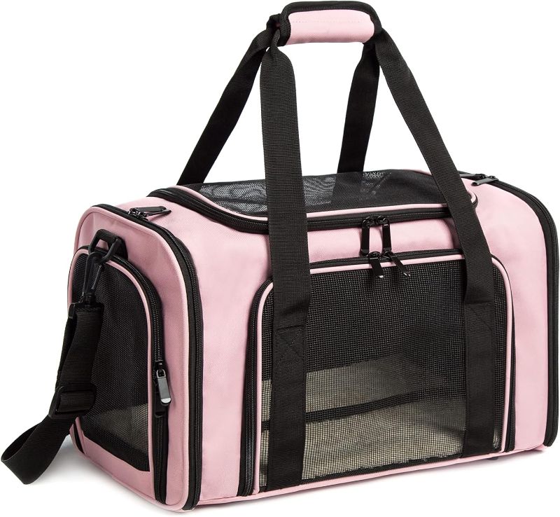 Photo 1 of HAOMAIBD Cat Carrier Dog Carrier Pet Carriers for Medium Small Cats Dogs Puppies up to 15 Lbs,TSA Airline Approved Small Dog Cat Carriers Soft Sided,Collapsible Travel Puppy Carrier (Pink) - NWT