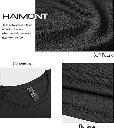 Photo 3 of Haimont Men’s Dry Fit Athletic Shirts for Running Workout Moisture Wicking Quick Dry Outdoor Short Sleeve T-Shirt - Black - Size XXL