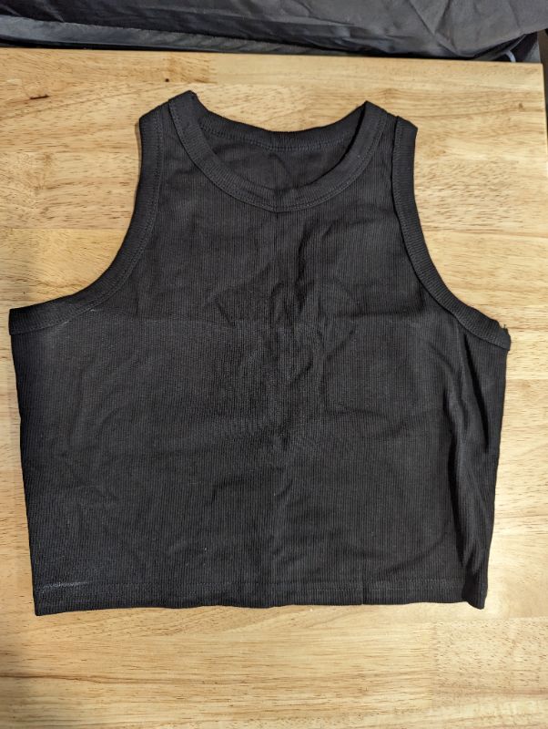 Photo 2 of Rib-Knit Cropped Tank Top - Black - Size Medium