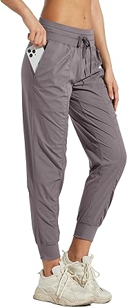 Photo 1 of Women's Studio Joggers Dance Hiking Travel Pants Striped Workout Lounge Drawstring Pants with Pockets - Grey - Size Medium
