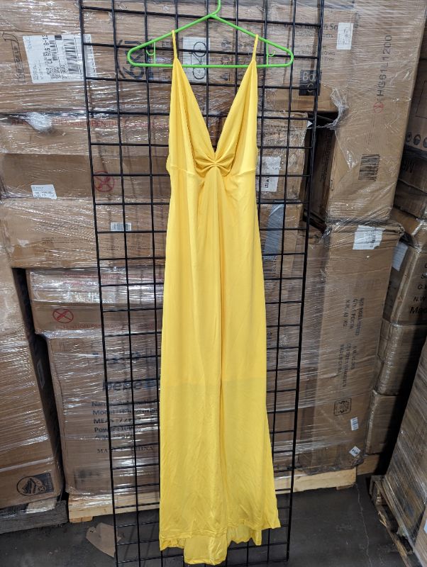 Photo 1 of Long Satin Gown - Yellow - Size Large