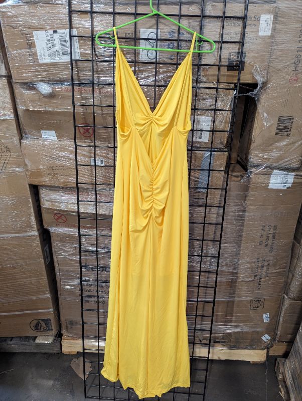 Photo 2 of Long Satin Gown - Yellow - Size Large