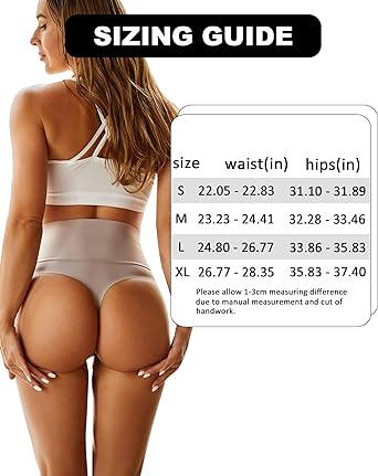 Photo 3 of FINETOO High Waisted Thongs for Women Tummy Control Underwear Soft Nylon Stretchy No Show High Rise Thong Panties 4 Pack - XL