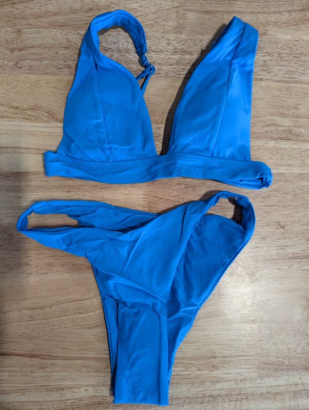 Photo 3 of Bathing-Suits Tankinis Women Swimsuits-Tummy-Control-2-Piece, Bikinis Set - Blue - Size XS
