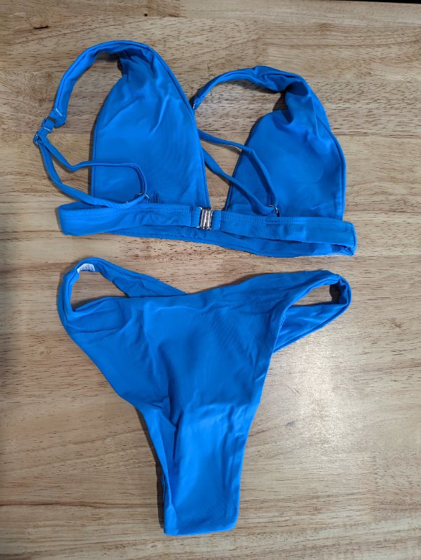Photo 4 of Bathing-Suits Tankinis Women Swimsuits-Tummy-Control-2-Piece, Bikinis Set - Blue - Size XS
