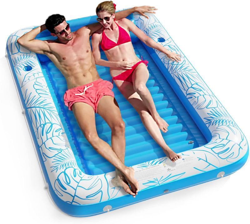 Photo 1 of Inflatable Tanning Pool Lounger Float - Jasonwell 4 in 1 Sun Tan Tub Sunbathing Lounge Raft Floatie Toys Water Filled Bed Mat Pad for Kids Adult Blow Up Kiddie Ball Pit Pool (XL)
