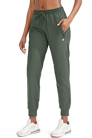 Photo 1 of G Gradual Women's Joggers Pants with Zipper Pockets Tapered Running Sweatpants for Women Lounge, Jogging - Sage Green - Size XS - NWT