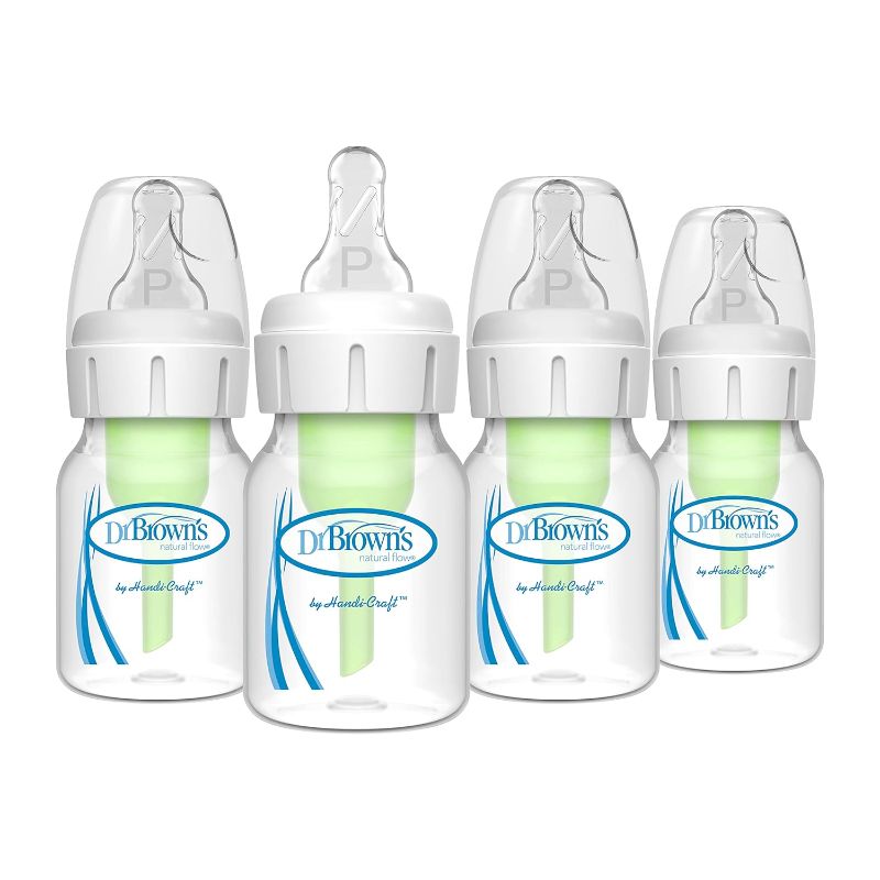 Photo 1 of Dr. Brown's Anti-Colic Options+ Narrow Baby Bottles, 0m+ Preemie Nipple - Bottle to Reduce Colic, 4 Pack, 2 oz/60ml, Preemie Flow
