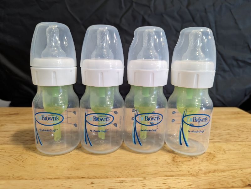 Photo 4 of Dr. Brown's Anti-Colic Options+ Narrow Baby Bottles, 0m+ Preemie Nipple - Bottle to Reduce Colic, 4 Pack, 2 oz/60ml, Preemie Flow
