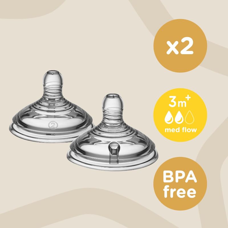 Photo 1 of 2 packs - Tommee Tippee Closer to Nature Medium Flow Baby Bottle Nipples, 3+ months – 2pk
