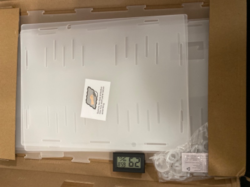 Photo 1 of BETAZOOER Reptile Terrarium Breeding Tank Acrylic Reptile Feeding Box with Temperature Hygrometer -ITEM IS NEW BUT MAY BE MISSING PARTS